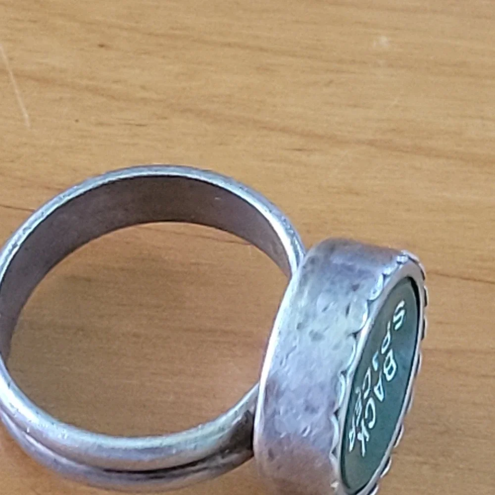 Vintage Typewriter Key Ring Back Spacer Sterling Silver 925 Green Size 7.25